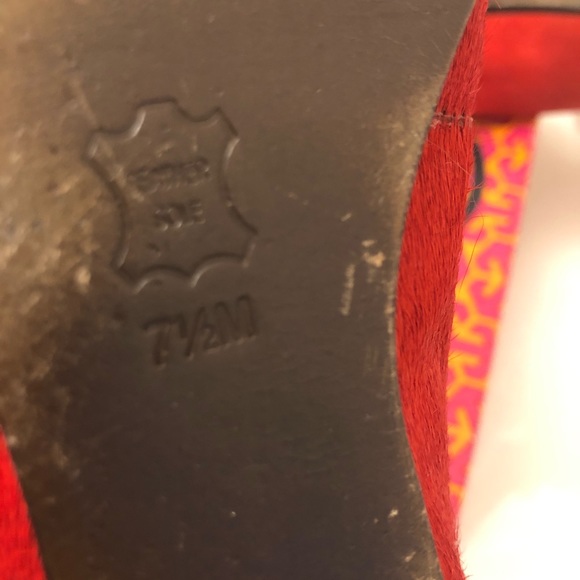 Tory Burch Jess Calf Hair Smoking Slipper Brick - Picture 14 of 16